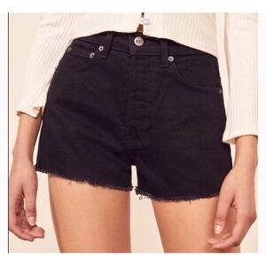 Reformation Dixie High-Rise Cutoff Shorts Black Denim Size 29